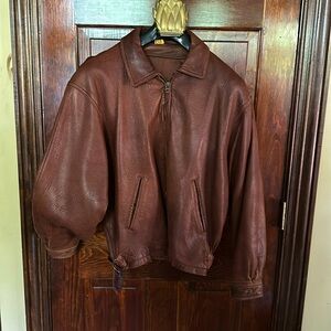 Chocolate Brown Authentic Leather Bomber Jacket